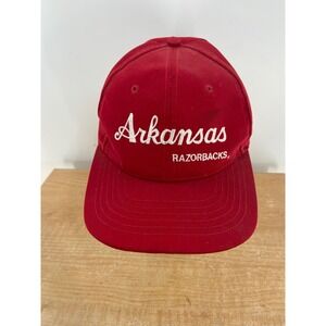 Vintage Arkansas Razorbacks Red Snapback Baseball Cap Men's Adjustable Cotton